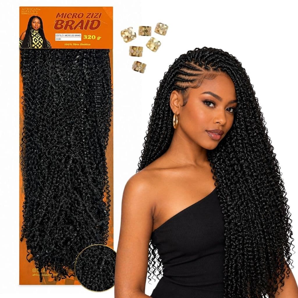 Cabelo Miojinho Crochet Zizi Braid African Beauty 320g 60cm+Anéis