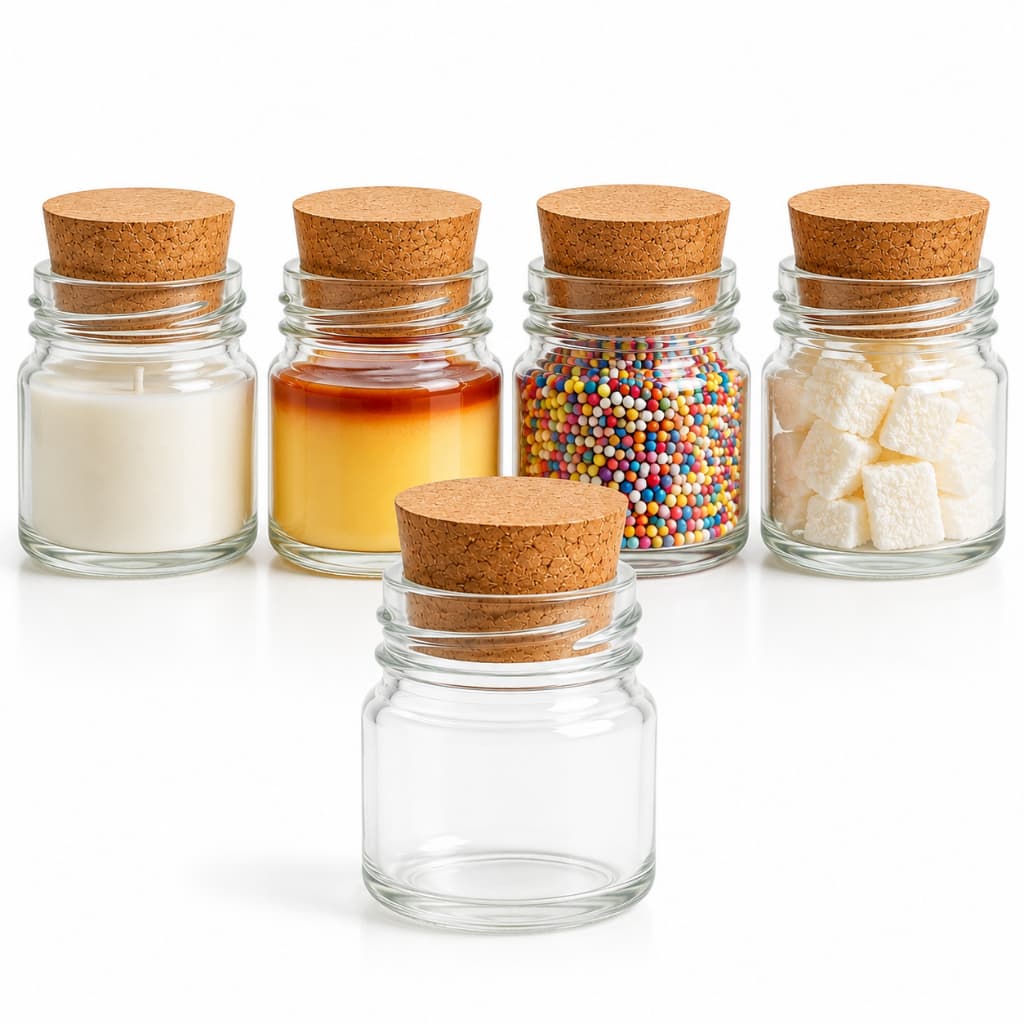 50 Mini Pote De Vidro 40ml P/ Velas Tampa De Rolha Promoção