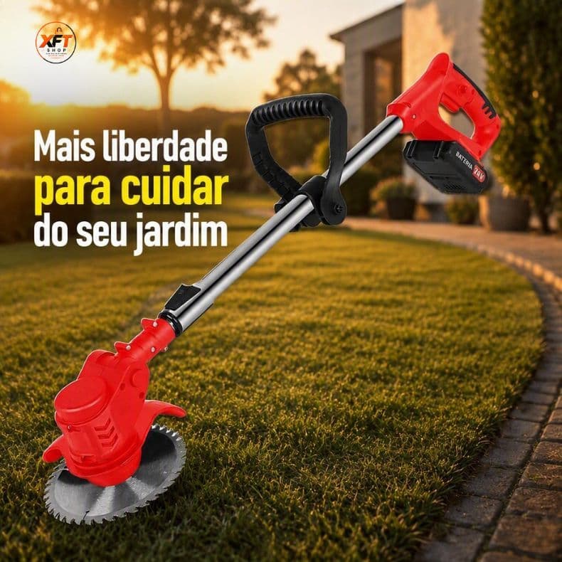 Roçadeira Elétrica Sem Fio 48V 2 Baterias de Lítio Cortador de Grama