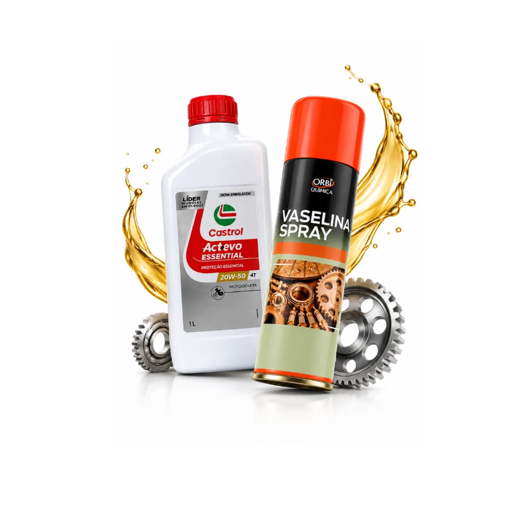 Kit Moto Vaselina 300Ml +Óleo Castrol 20W50 Cuidado Completo