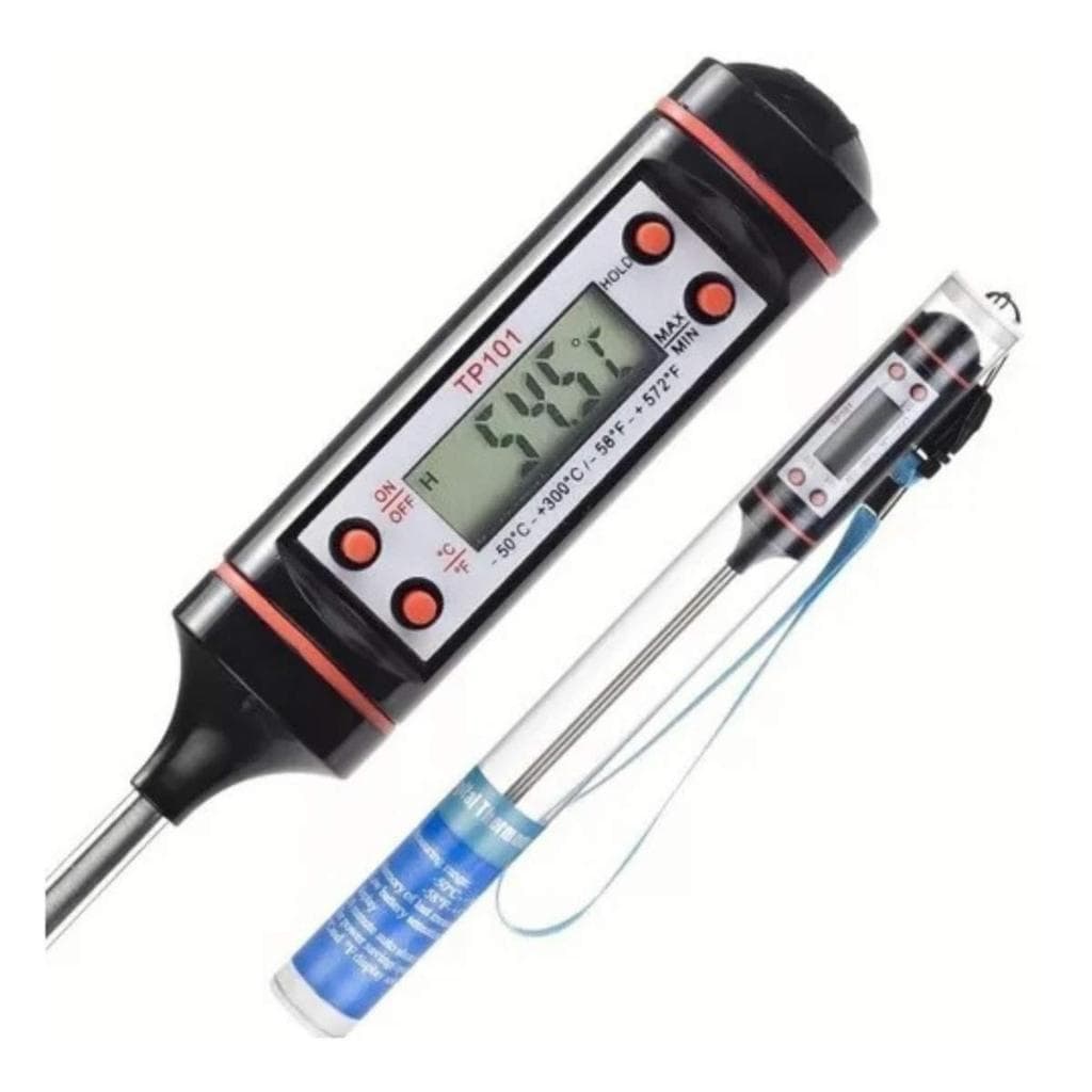 Termômetro Digital Culinário TP101 com Espeto – Medidor de Temperatura para Carnes Churrasco Cozinha e Líquidos