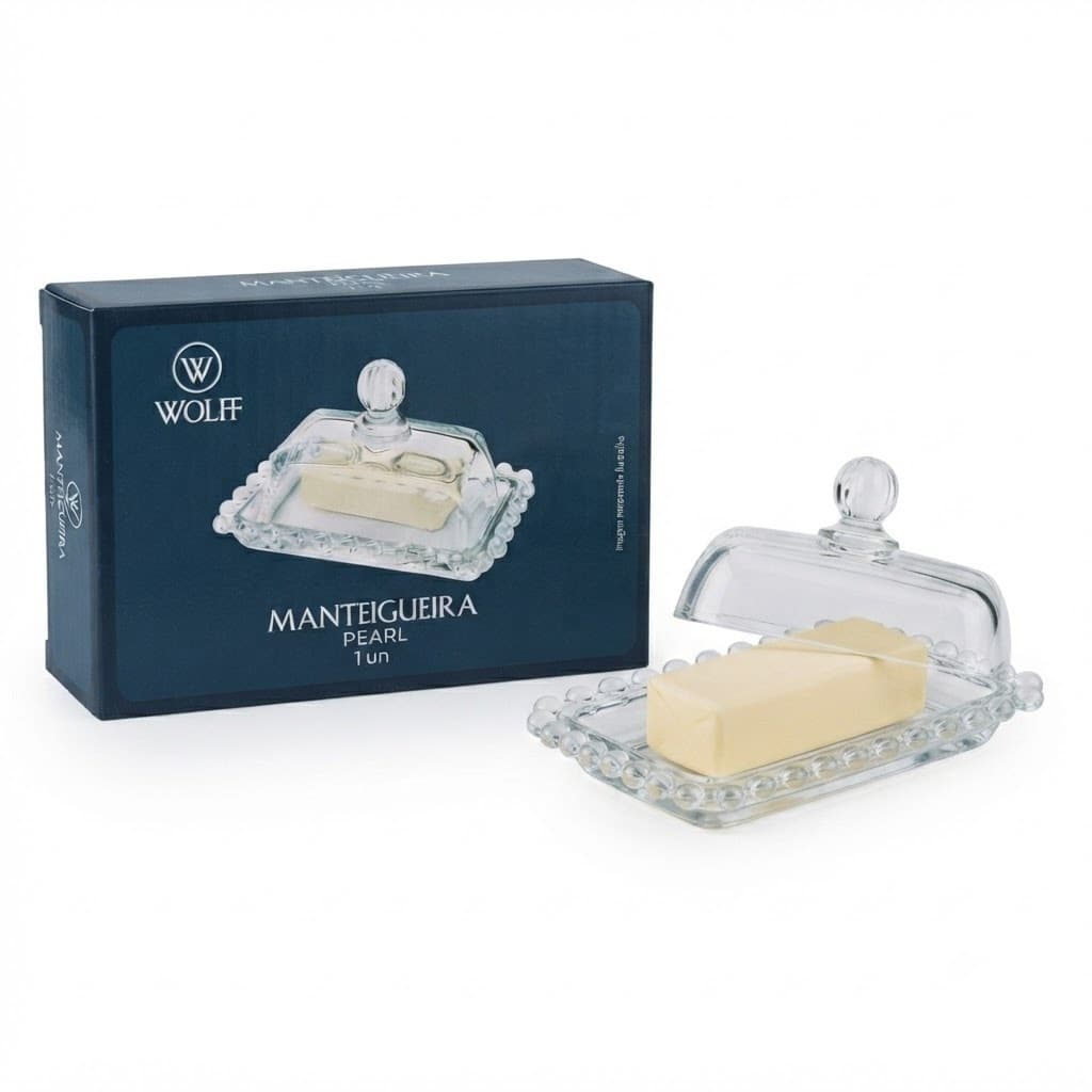 Manteigueira De Cristal Pearl Com Tampa Wolff Transparente