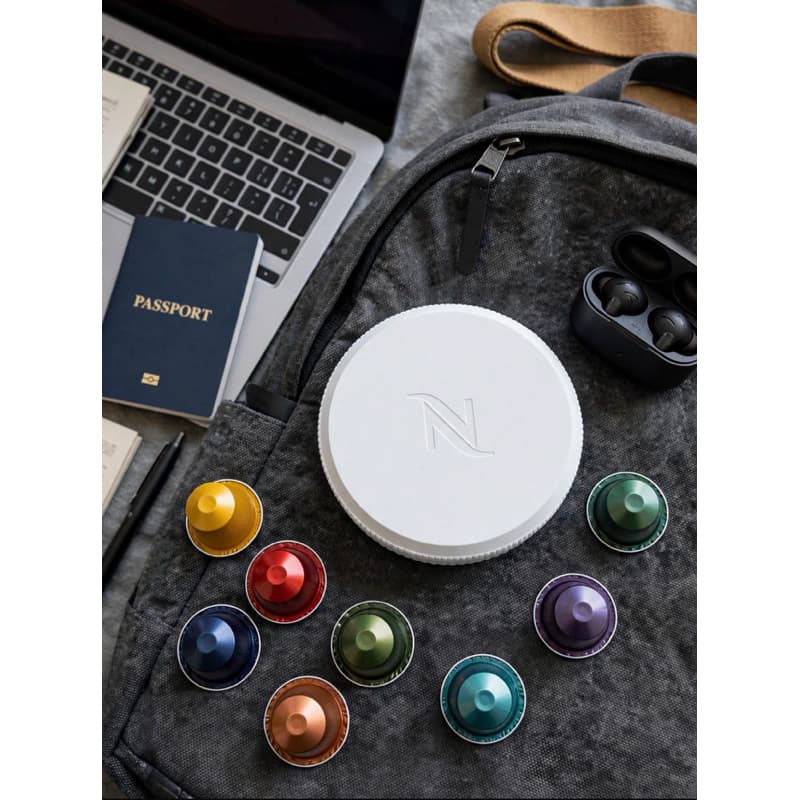 PORTA CÁPSULAS NESPRESSO DE BOLSO 7 CÁPSULAS - TAMPA DE ROSQUEAR - PETG PREMIUM | YAMART