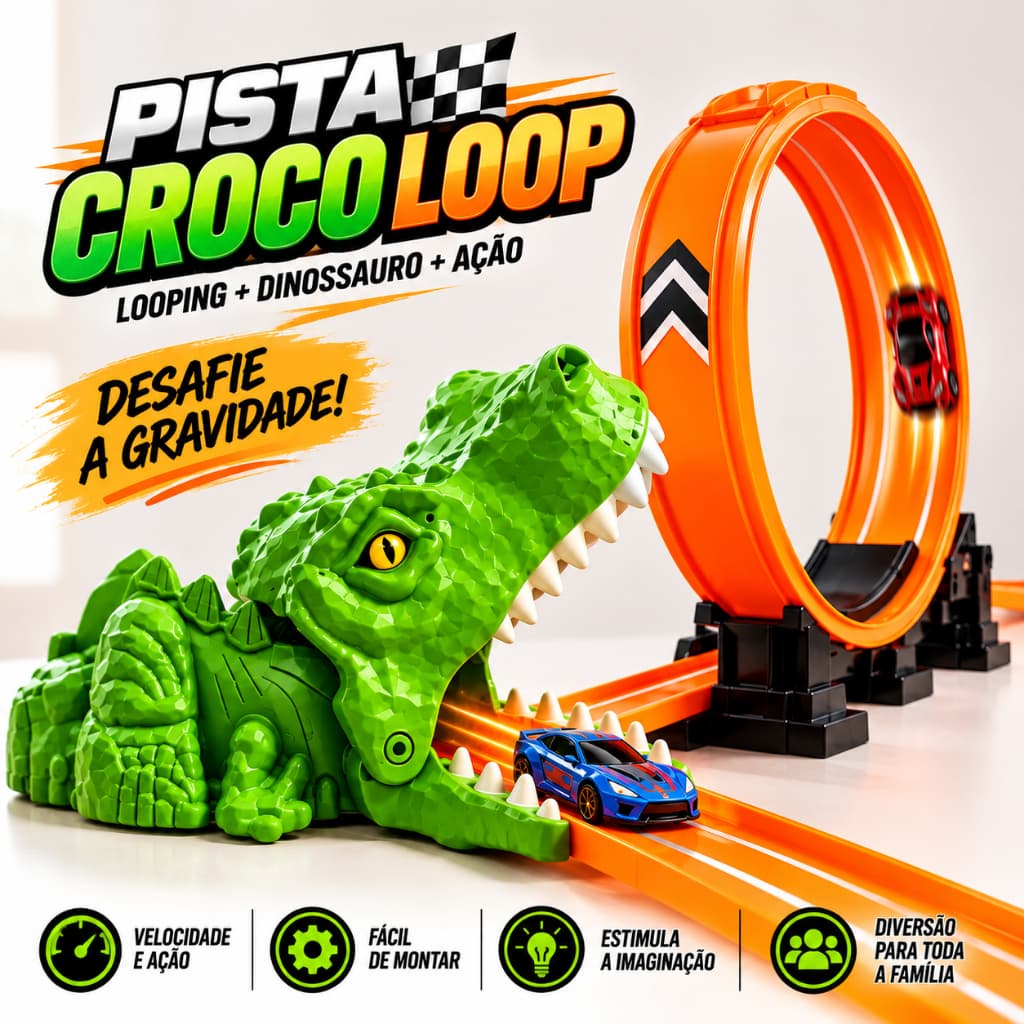 Brinquedo Infantil Pista Carrinhos Dinossauro Looping Brinquedo Metal Infantil Divertido