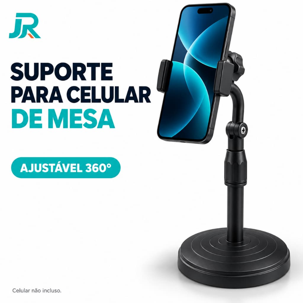 Suporte de Mesa para Celular Articulado 360° Altura Ajustável Mini Pedestal para Lives Casa e Escritório