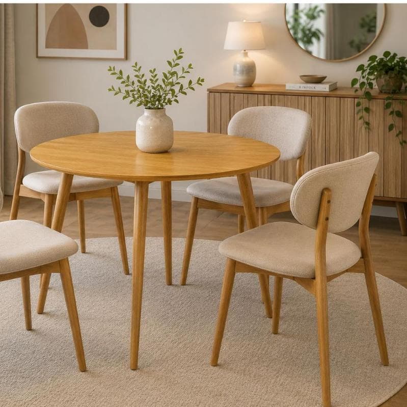 Mesa de Jantar Amora Pé Palito Redonda MDF 90x74cm - Design Retrô com Tampo Resistente e Pés Palito, mesa escritório.