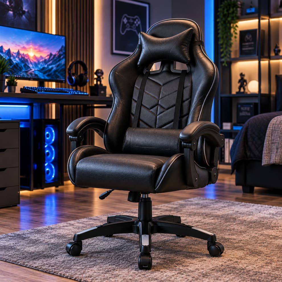 Cadeira Gamer Reclinável Escritório Home Office Ergonômica Confortável Couro Sintético 120kg