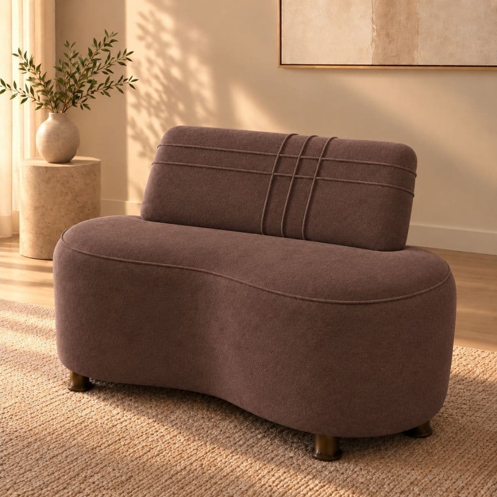 Sofá Curvo Jung Luxo 100cm para Ambientes Pequenos com Cores Variadas Suede Marrom