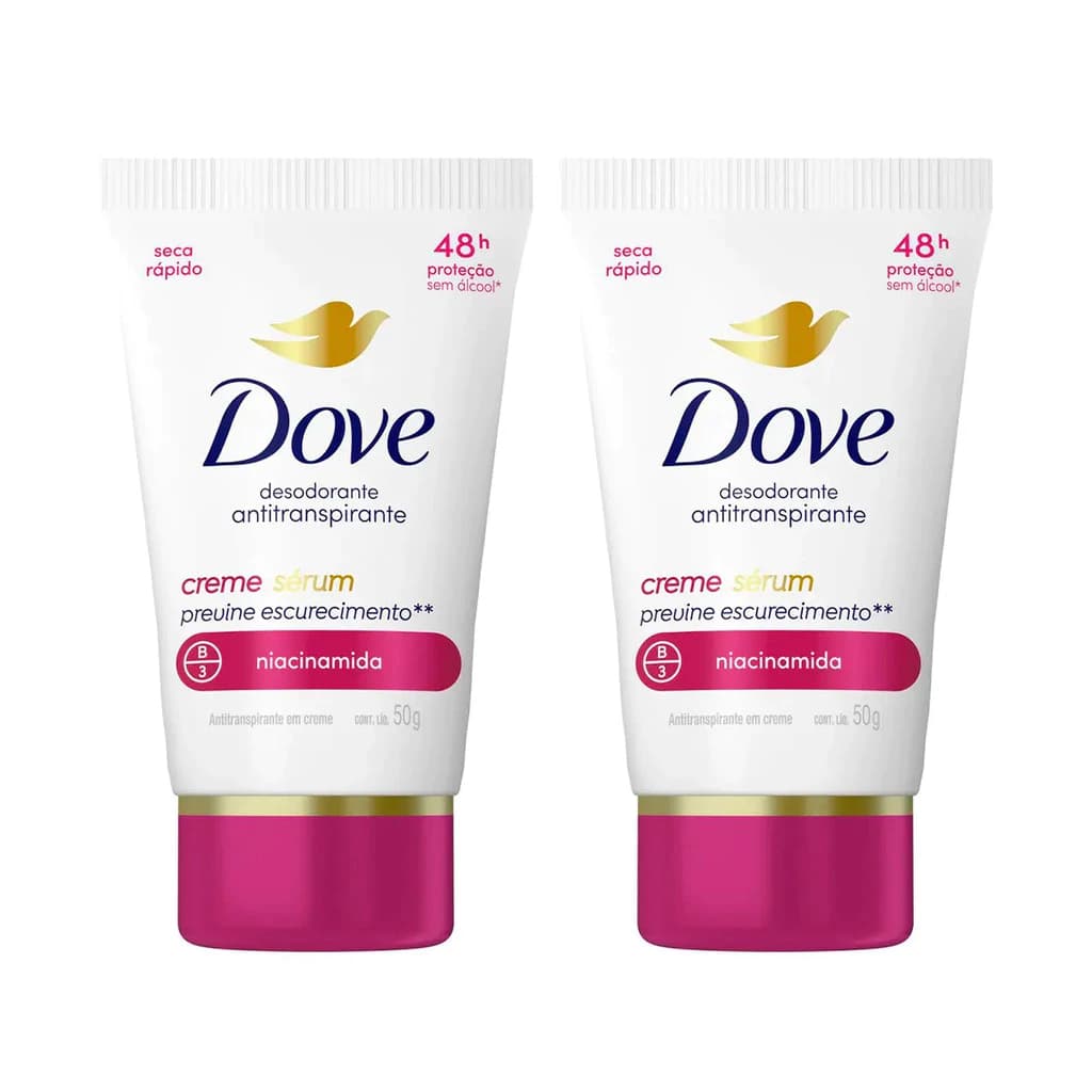 Kit 2 Desodorante Antitranspirante Dove Creme Sérum Previne Escurecimento Niacinamida 50g