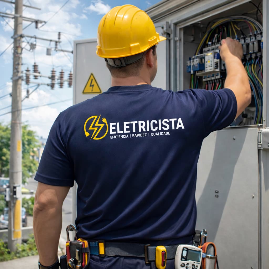 Camisa Masculina Eletricista Premium Camiseta Trabalho Uniforme Profissional Autônomo confortável dia dia Parte Elétrica