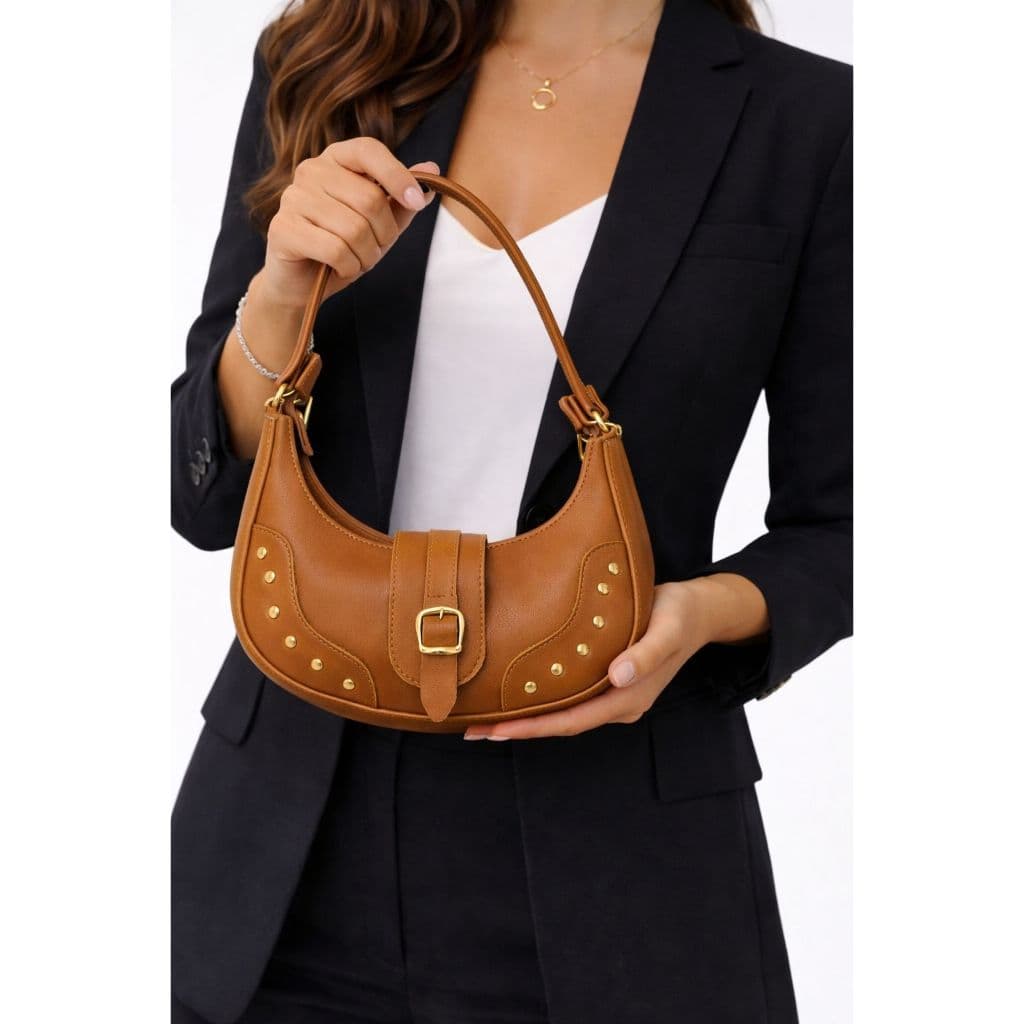 bolsa feminina ombro pequena transversal couro sintetico legante com detalhes dourados moda 2026