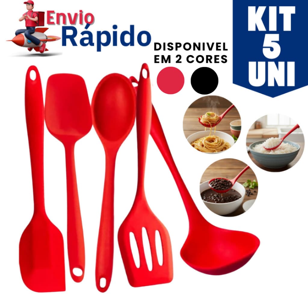 5 ou 2 Utensílios de Cozinha Silicone Premium Concha Espátulas Colher Casa Cozinha Restaurante Buffet