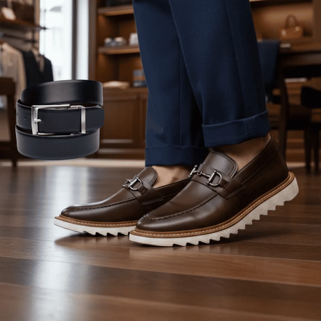 Sapato Masculino Dublin Oxford Tratorado Mocassim Casual Moderno + Cinto Casamento Festa Igreja