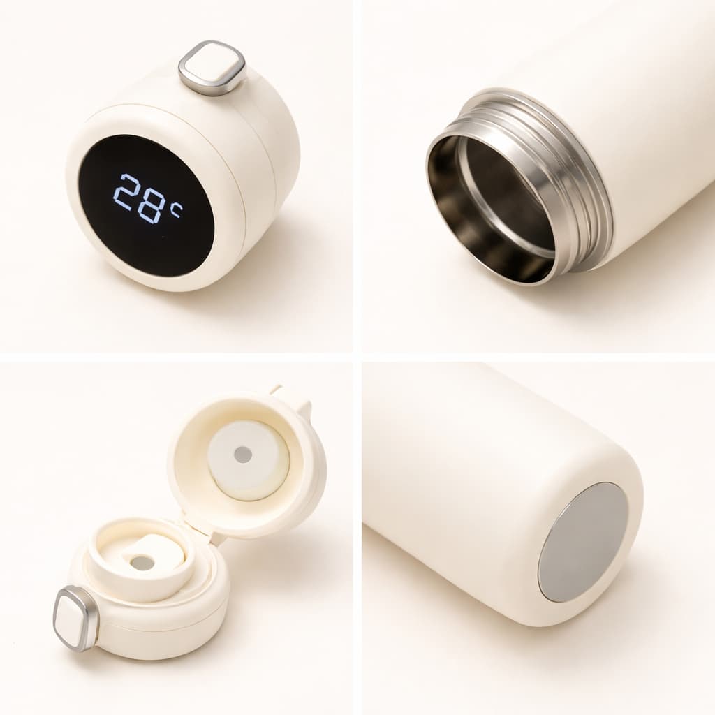 Garrafa Térmica Infantil Aço Inox Guerreiras do K-Pop Huntrix Termometro LED Digital Temperatura 420ml Presente