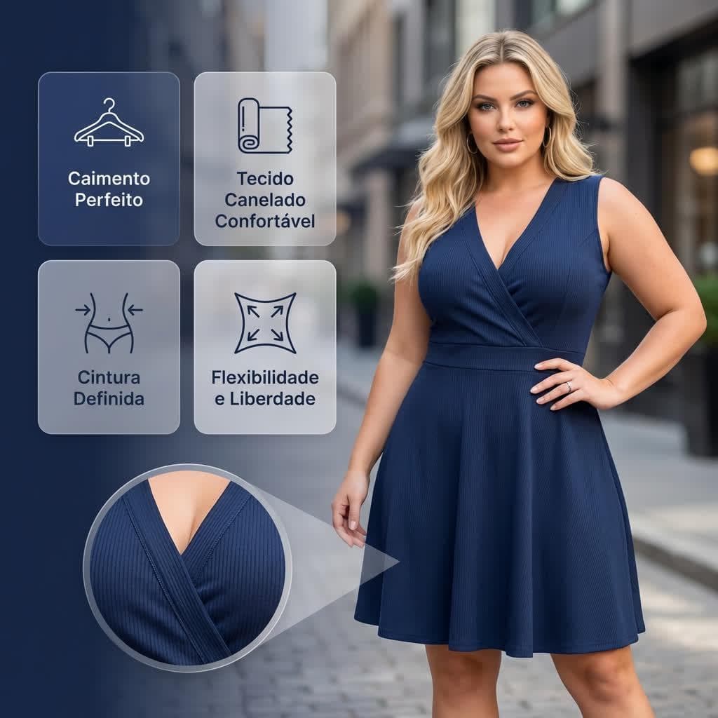 Vestido Feminino Lane Rodado Decote V Transpassado Casual, Festa, Confortável