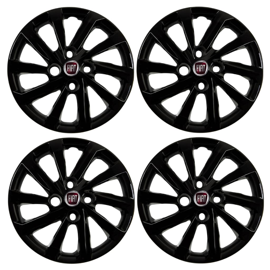 Jogo 4 Calota Nova Strada Fiat Aro 15 2021 2022 2023 2024 2025 Cubo Padrão Antiperda Preta