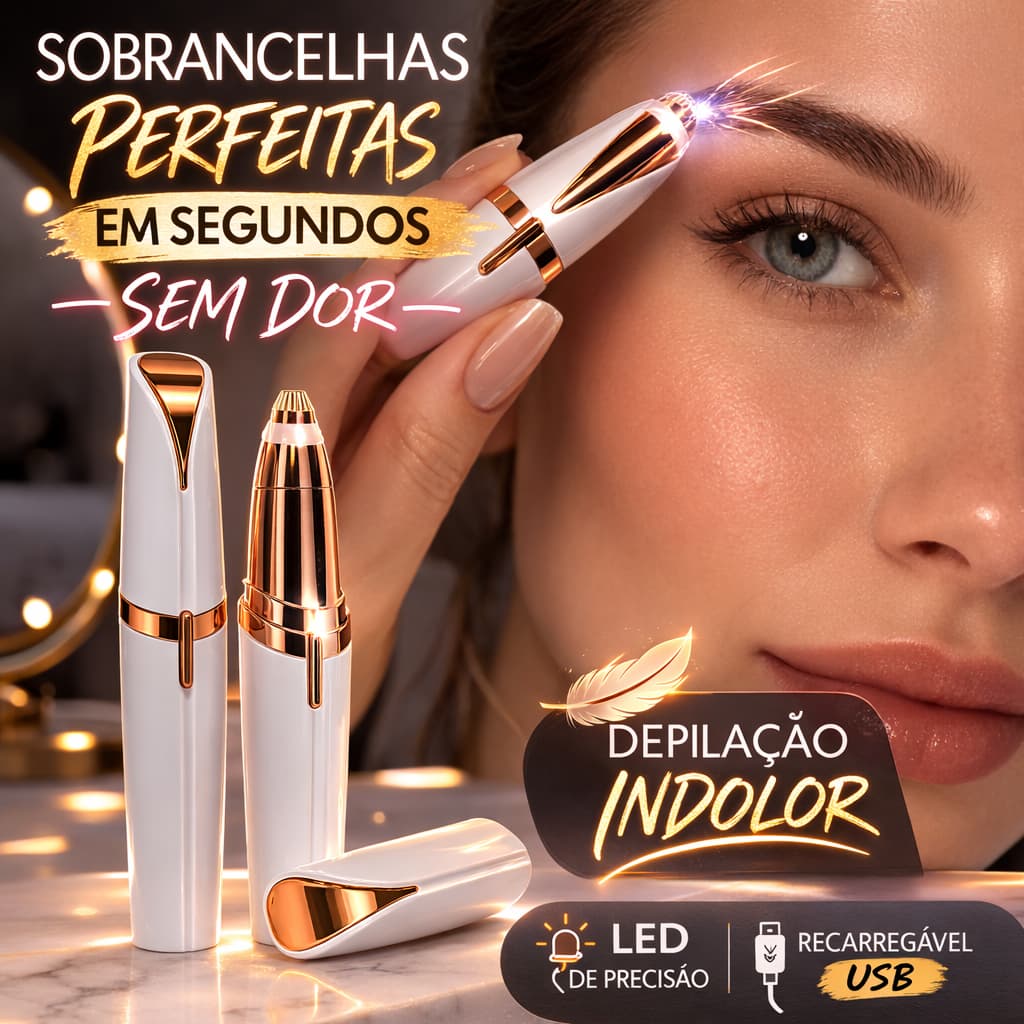 Caneta Depiladora Sobrancelha Elétrica USB Recarregável Com LED Indolor Portátil Bivolt