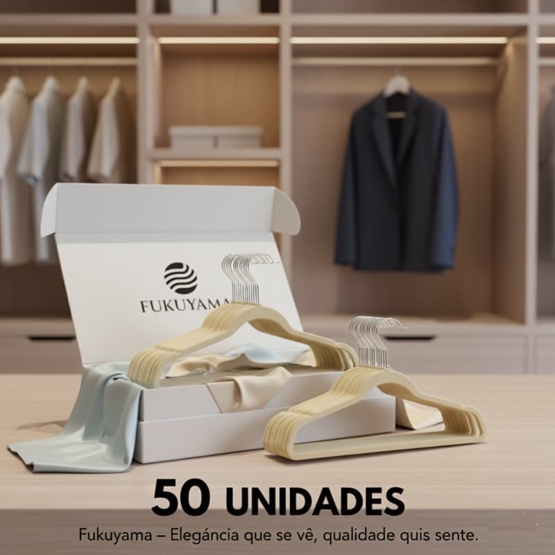 KIT 50 CABIDES AVELUDADO BEGE ADULTO FUKUYAMA Antideslizante Slim Com Gancho Giratório 360°