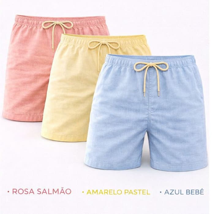 Bermuda Linho  Short Masculino Mauricinho Premium Casual Elegante Verão Macio
