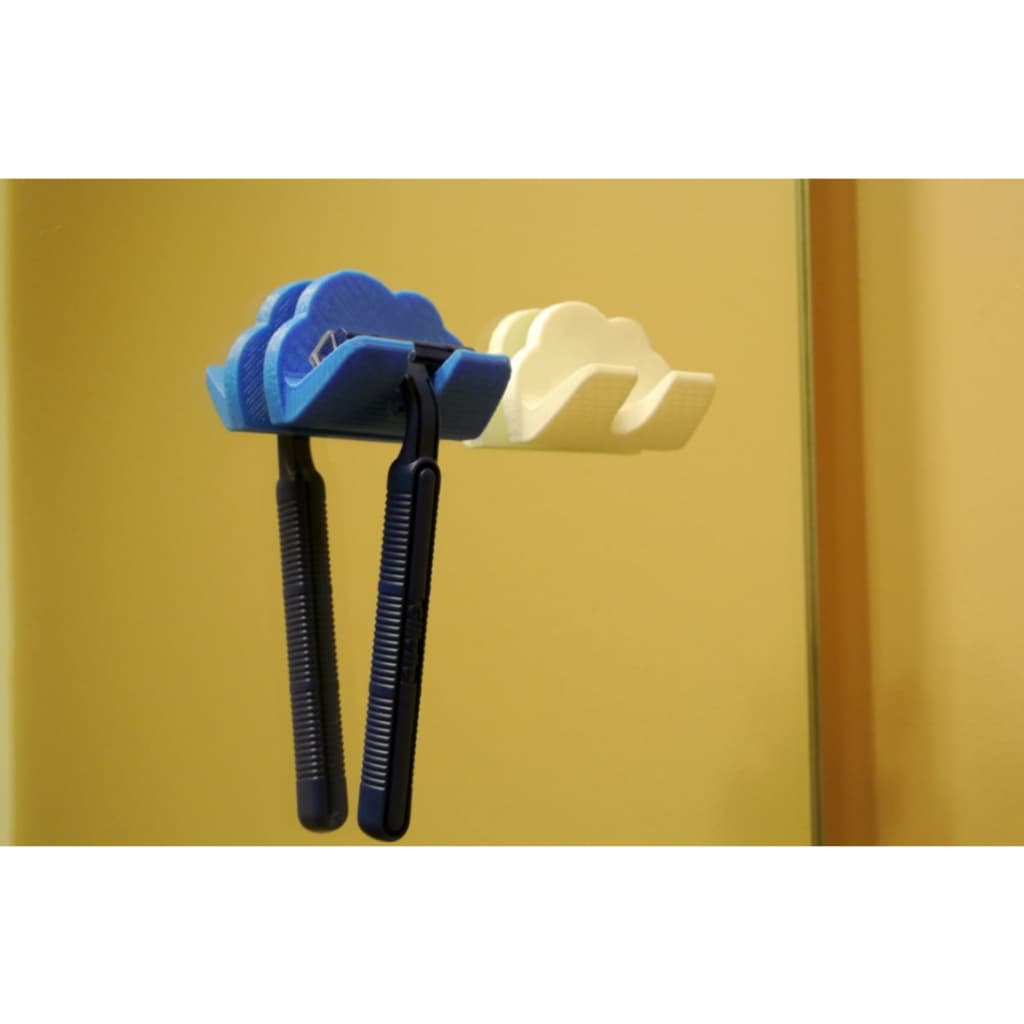 Suporte para Barbeador e Gilette – Design Nuvem Decorativo | Fixação Dupla Face 3M | Organizador de Parede