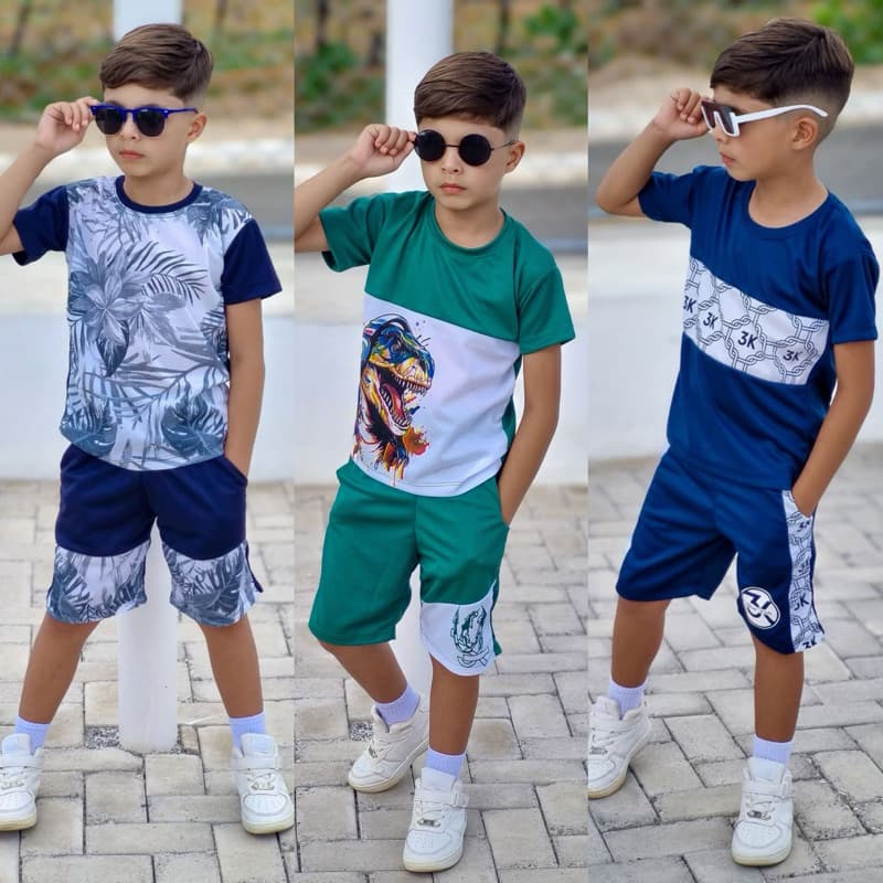 conjunto infantil masculino camisa + short roupa dry fit 4 a 14 anos
