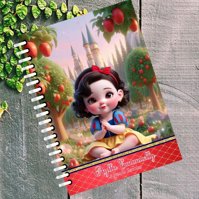 Agenda escolar BRANCA DE NEVE BABY Personalizada com nome capa dura