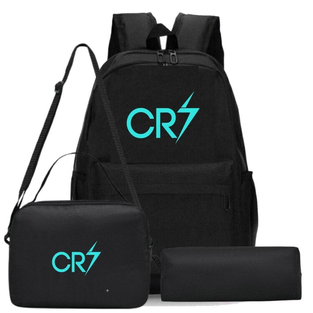 Kit Escolar 3 Peças CR7 Mochila Lancheira Térmica e Estojo Resistente MP