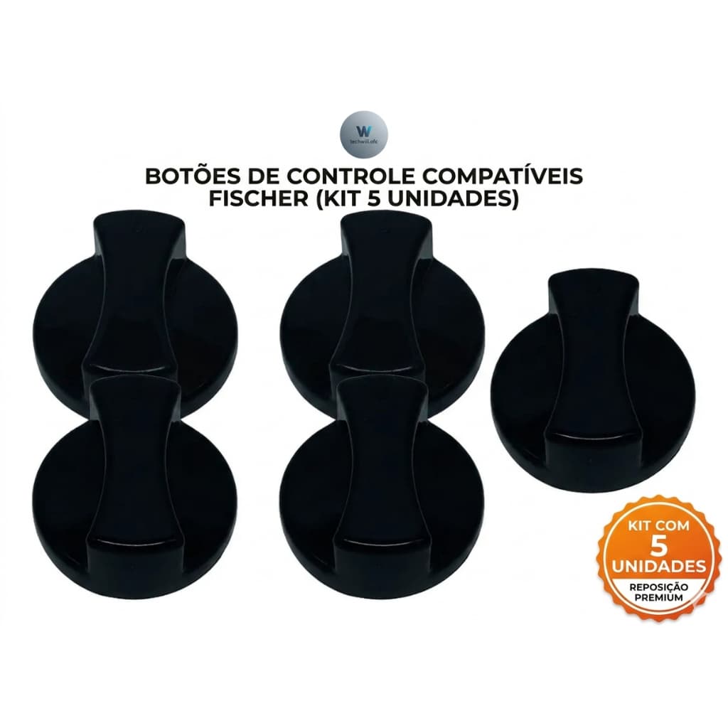 Botão Cooktop Fischer 5 Bocas Original Kit 5 Manipuladores Modelos 1642 1743