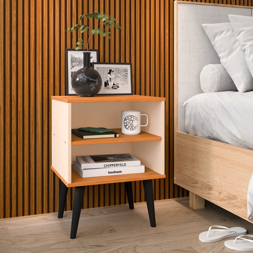 Mesa de Cabeceira Moderna 2 Nichos Moderna para Quarto