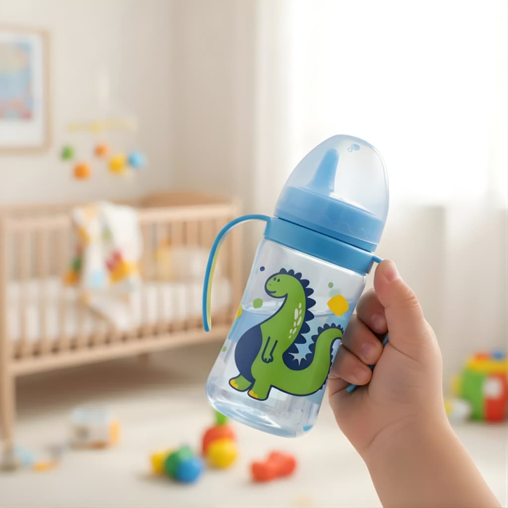 Copo treinamento transição com Alça bico rígido com válvula de fluxo antizamento Azul menino 270ml