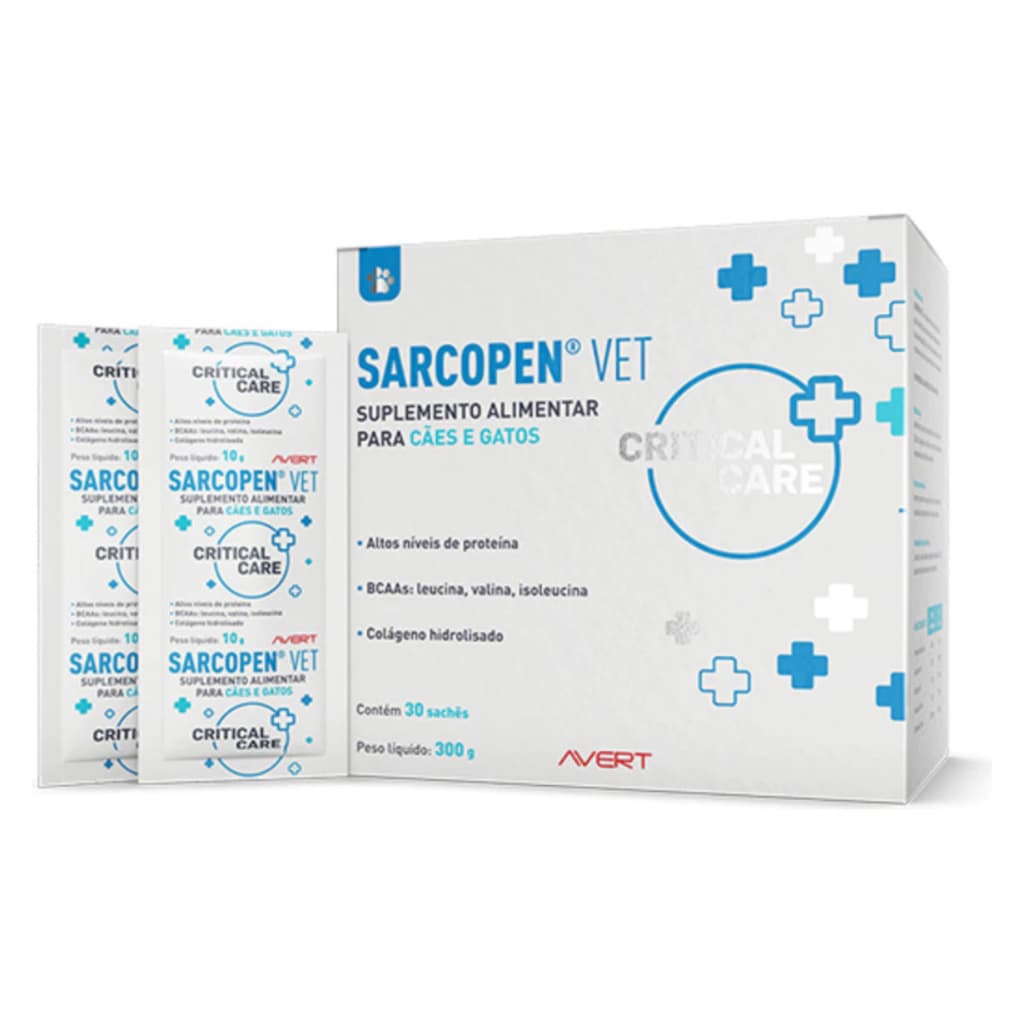 Sarcopen Vet Suplemento Alimentar Para Cães Gatos 30 Sachês
