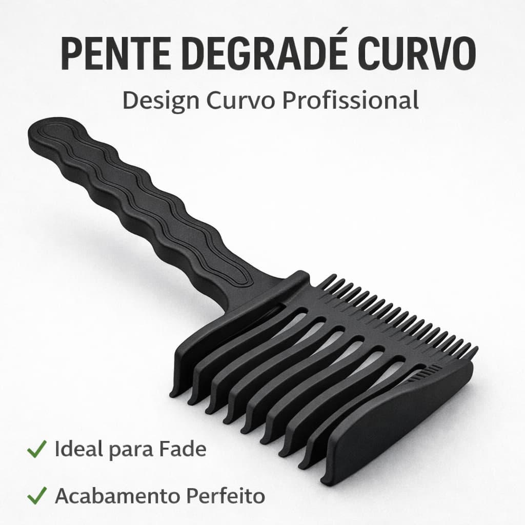 Pente Barber para Degradê com Máquina – Curvo Ajustável Profissional