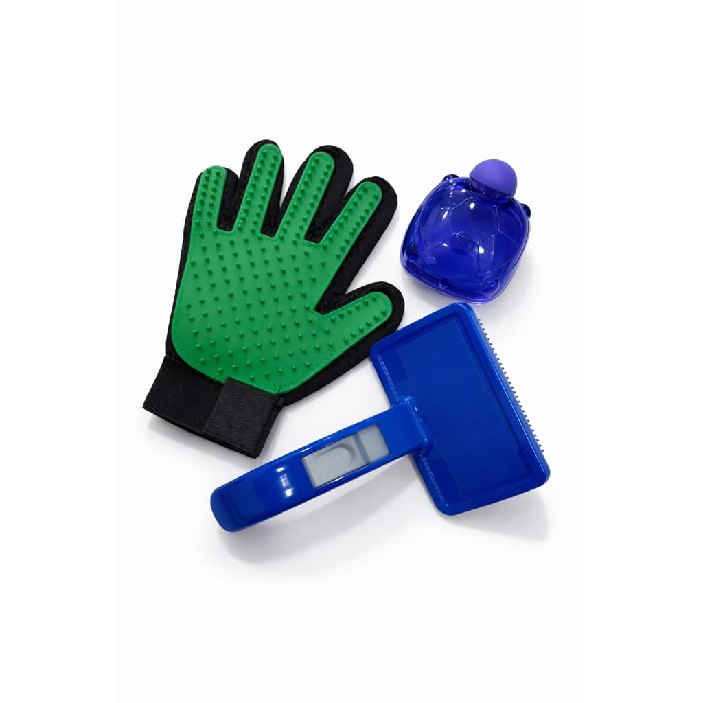 Kit 3 Peças Pet Luva Tira Pelos Nano + Escova lava Pet Silicone Dispenser + Pente Escova Removedora