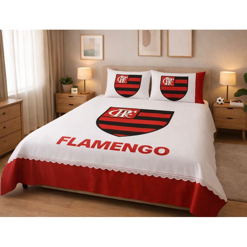 LÉNÇOL CASAL DE TIMES PERSONALIZADO; MEDINDO 2.00m X 2.25m E 02 FRONHAS MEDINDO 0.50cm X 0.70cm ( TIMES DO BRASILEIRÃO)
