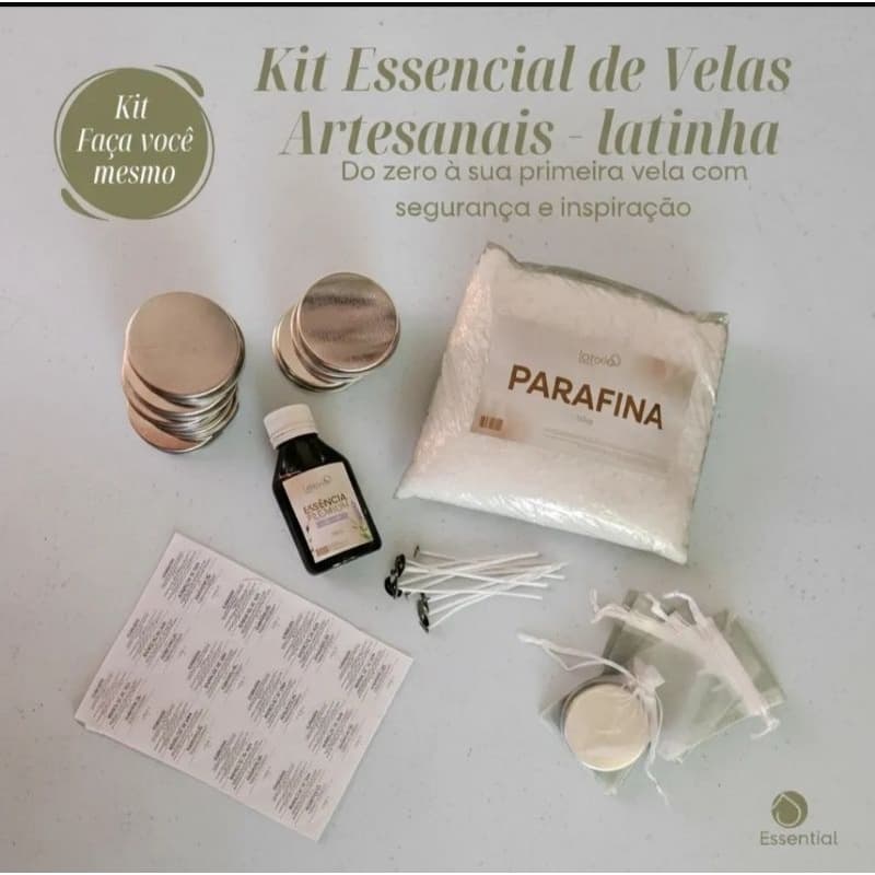 Kit  Parafina + Latinha + Essência e saquinho de organza
