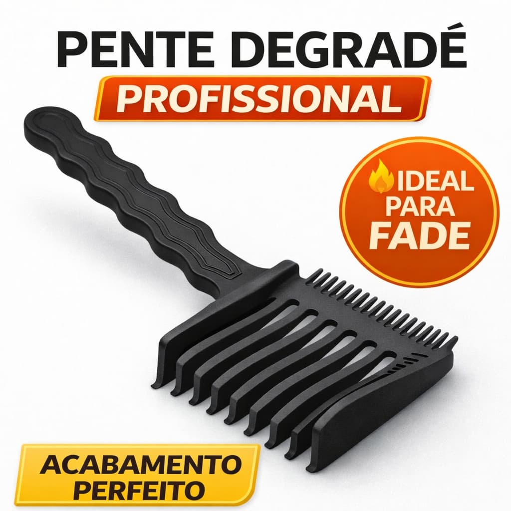 Pente Degradê Curvo Profissional Barbeiro – Ideal para Cortes Fade e Sombreados