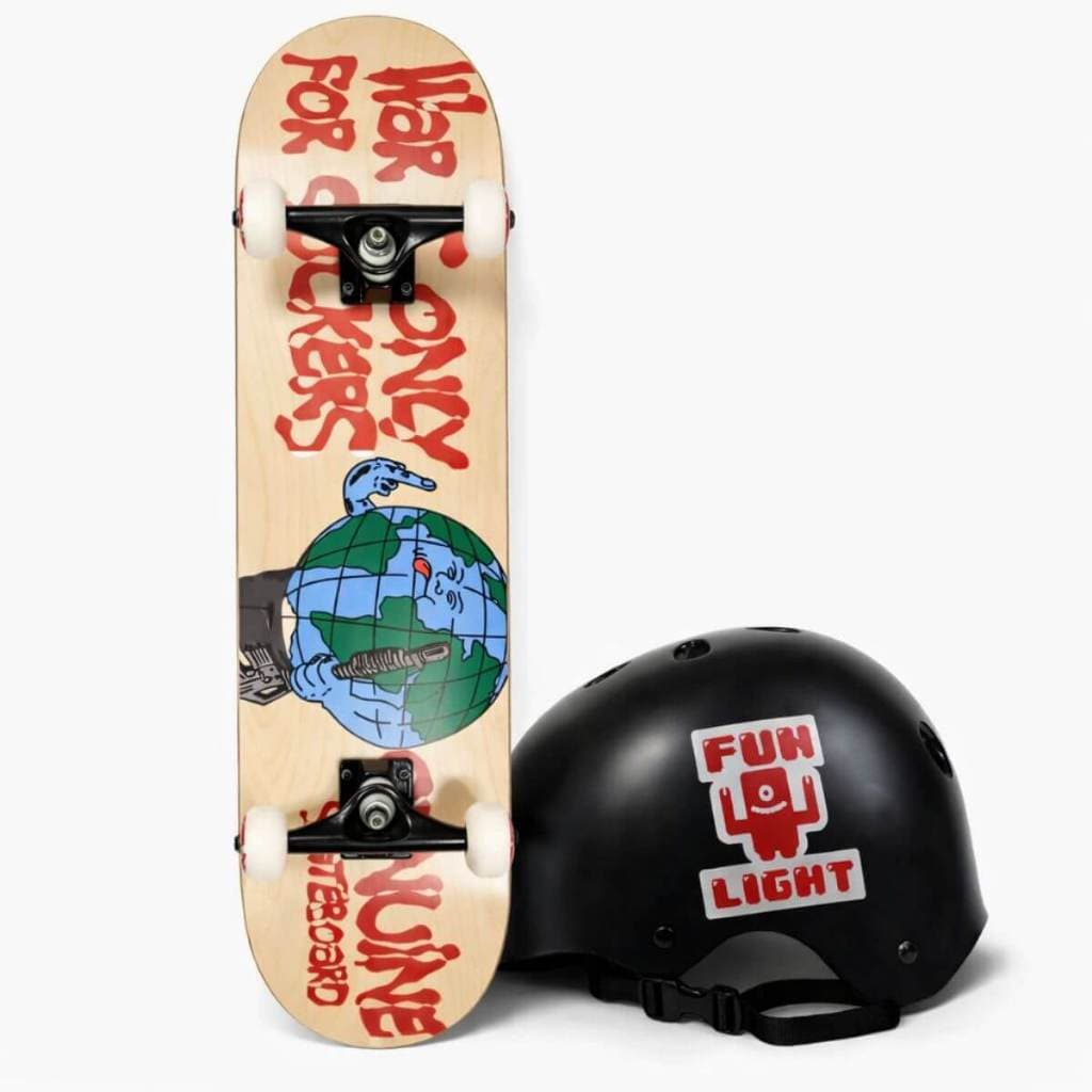 Skate Montado Genuine Iniciantes + Capacete Fun Light Profissional Infantil Adulto P M G