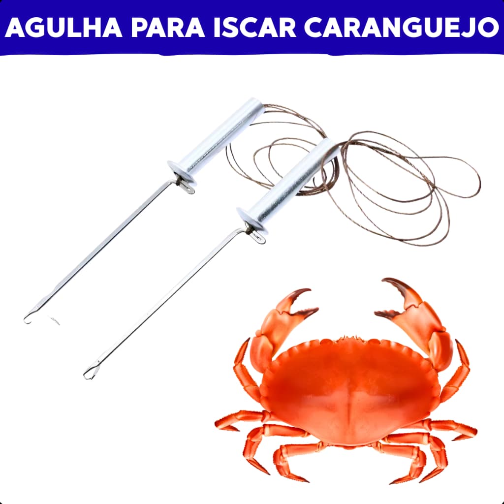 Agulha para Caranguejo Inox Reforçada | Agulha de Pesca para Iscar Caranguejo e Siri