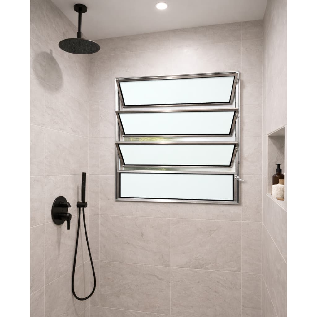 Vitro Basculante 80 x 80 Alumínio Brilhante Vidro Liso