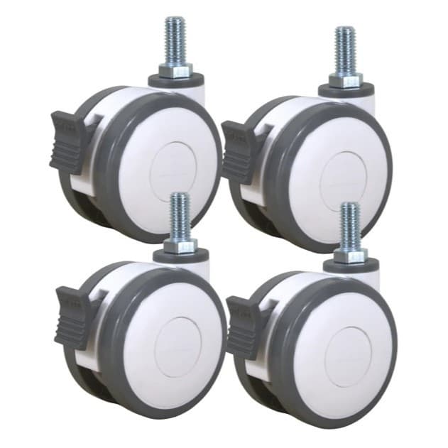 Rodizio Moveis De Hospital 75 Mm Roda Espiga C/freio Cpt03 Branco Com Cinza