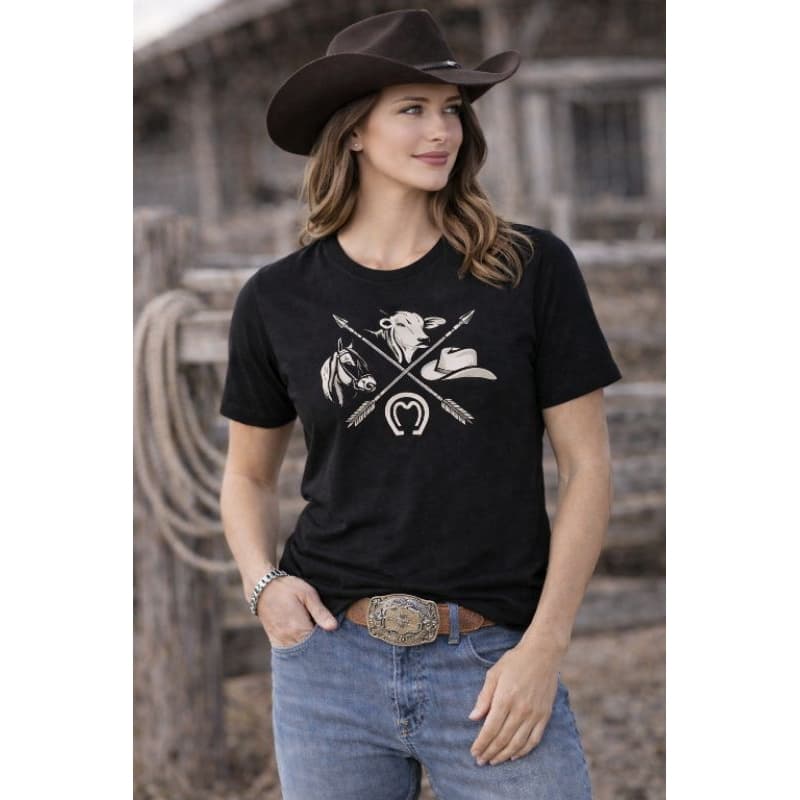 Camiseta Country  Estampa CAVALO BOI FERRADURA Estilo Western