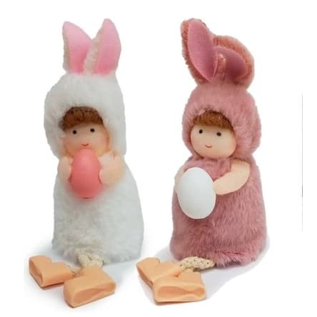 Coelhinho Da Páscoa Pelúcia Kit 2 Cinza 11,5 Cm