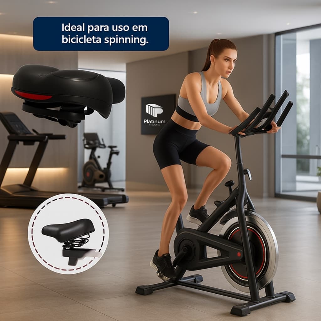 Selim Banco Beach Duas Molas com Carrinho para Bicicleta MTB Urbana Vintage Ergométrica e Spinning Confortável Reforçado