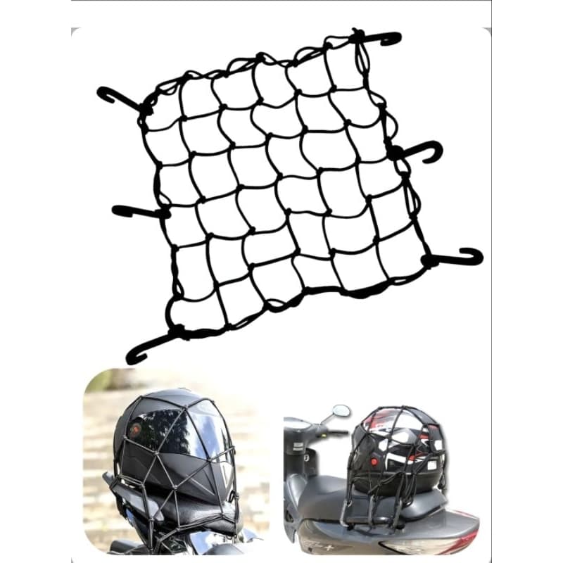 Rede Elástica para Capacete Extra Reforçada Moto Para Prender Mochila Bagagem Bagageiro Carga Moto Universal 06 Ganchos