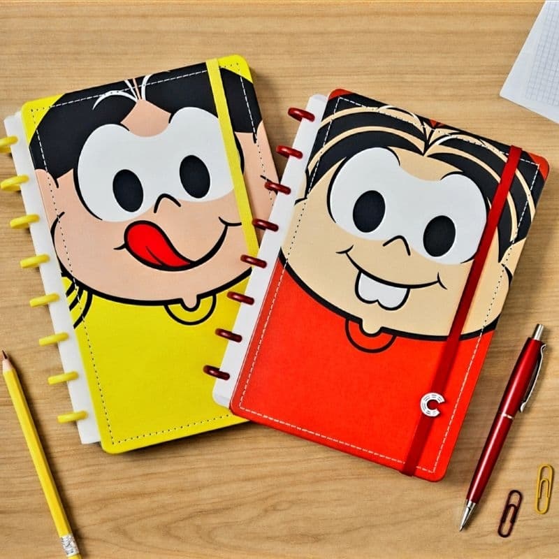Caderno Inteligente SD  Grande 80 Folhas Mônica Vermelha /Magali Amarelo Ou Mônica Pequeno Vermelho