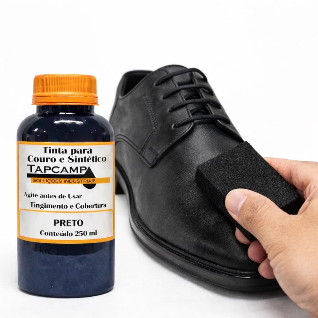 Tinta Couro Preto Semi Brilho Restaura Sapato Bota banco de carro 250ml