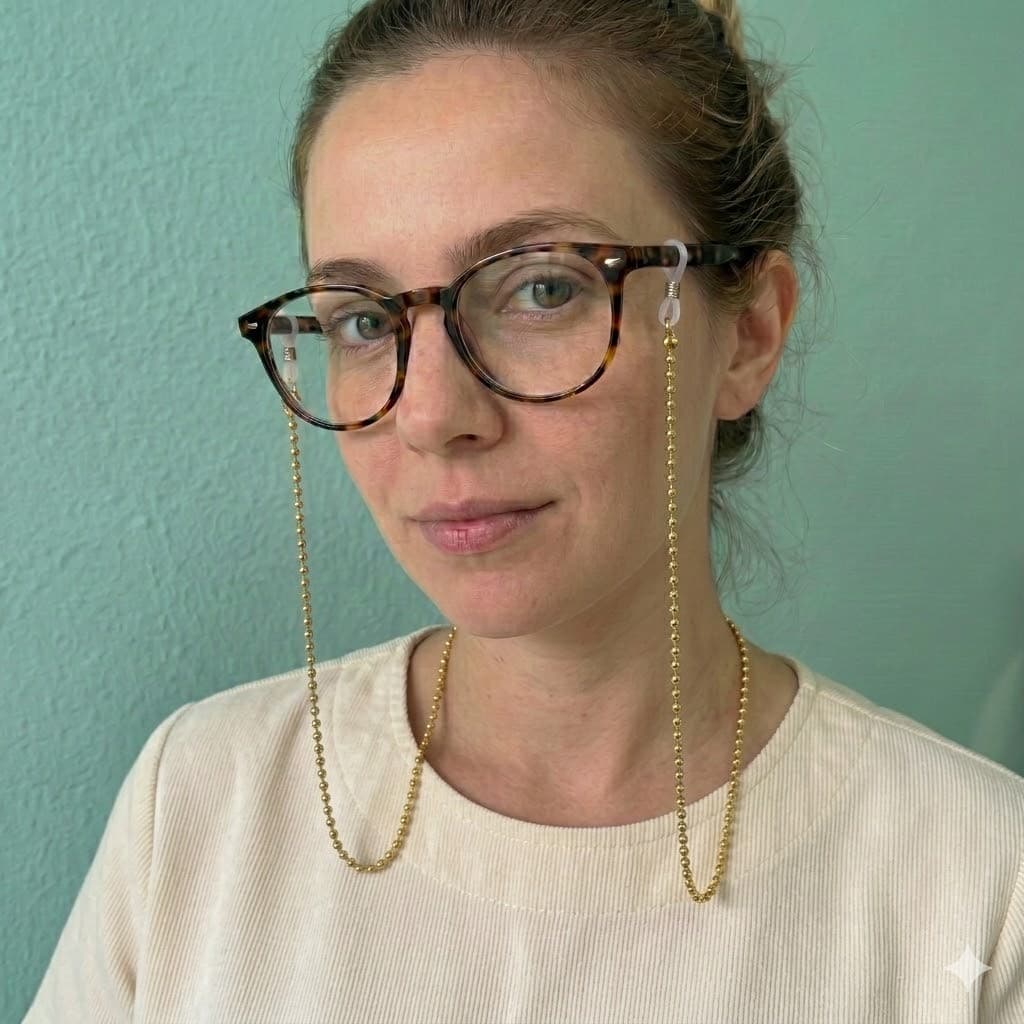 Cordão de óculos Bolinhas  delicado  corrente de segurança fashion/Novo Dourado Prata
