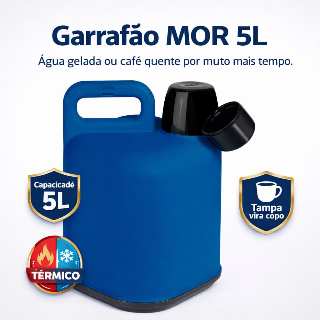 Garrafão Térmico MOR 5L Azul – Conserva Água Gelada ou Café Quente por Horas