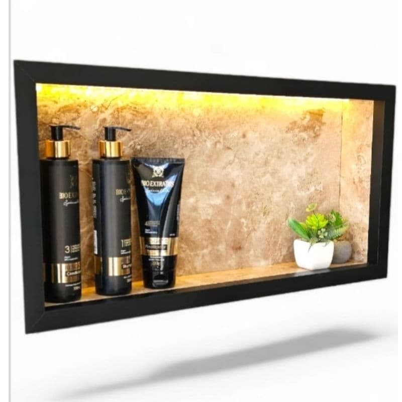 NICHO PORCELANATO 60X30CM  COM LED 110V  TRAVERTINO