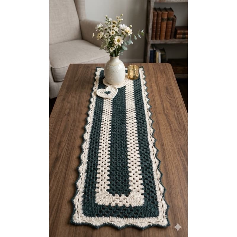 Caminho de Mesa Crochê Artesanal Feito à Mão – Decoração Mesa Posta - Elegante e Delicado
